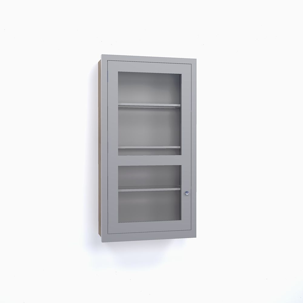 Single Glazed Door Cabinet, 3 Glass Shelves